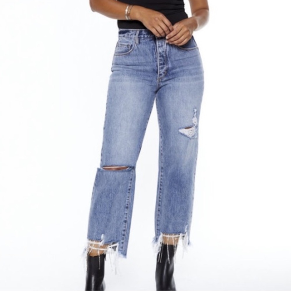 Blue Revival All Chained Up beaded jewel distressed jeans
